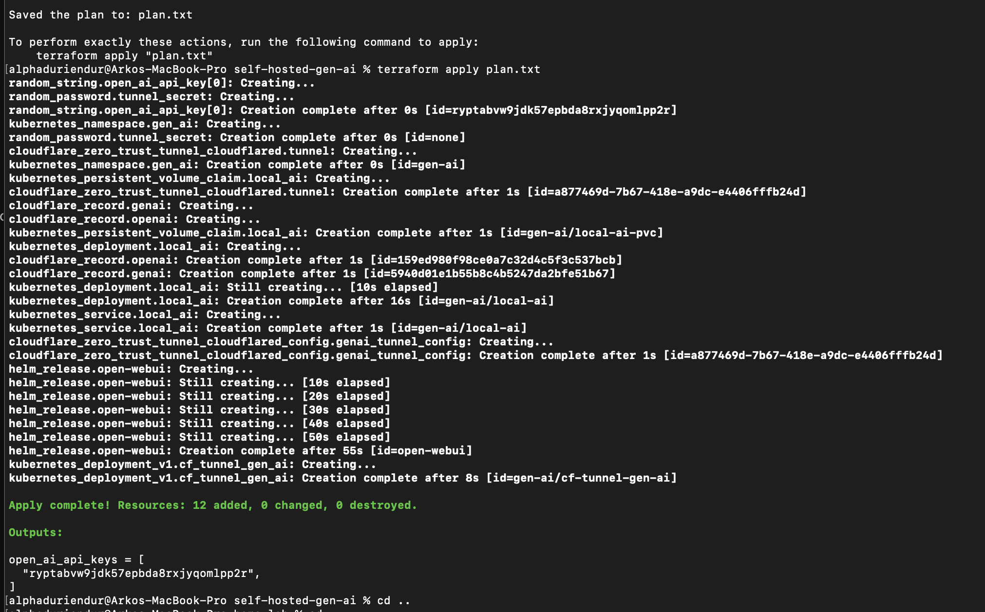 Image of successful deployment of Personal AI Assistant