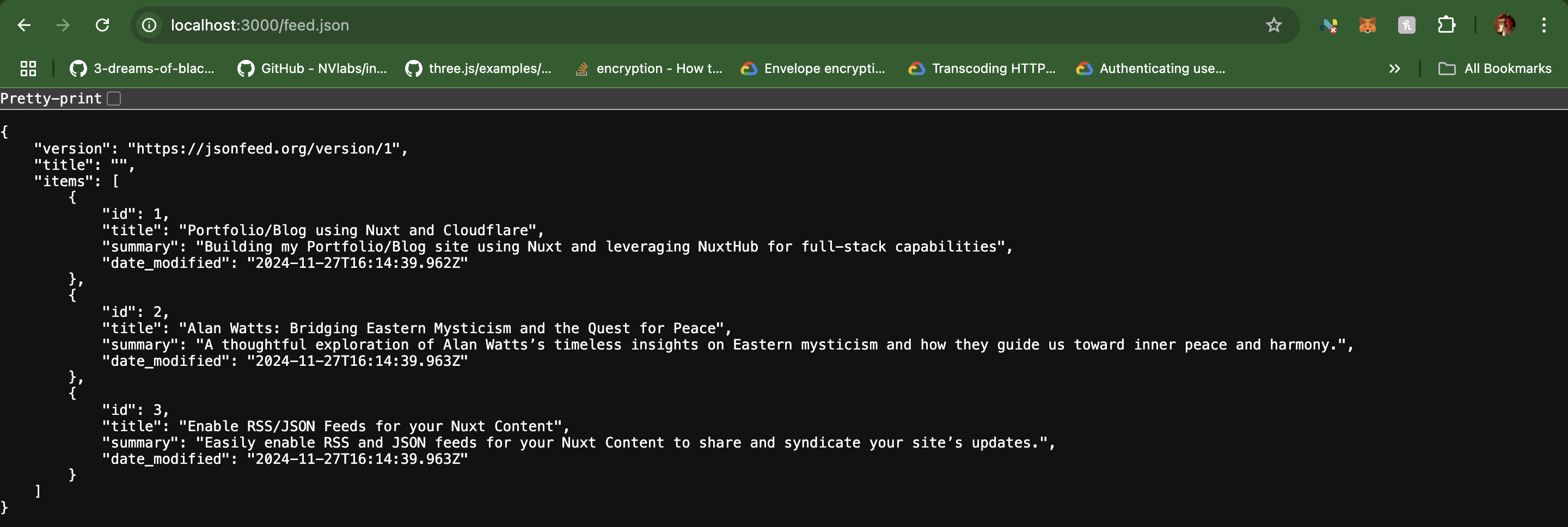 Image of functional JSON based RSS Feed