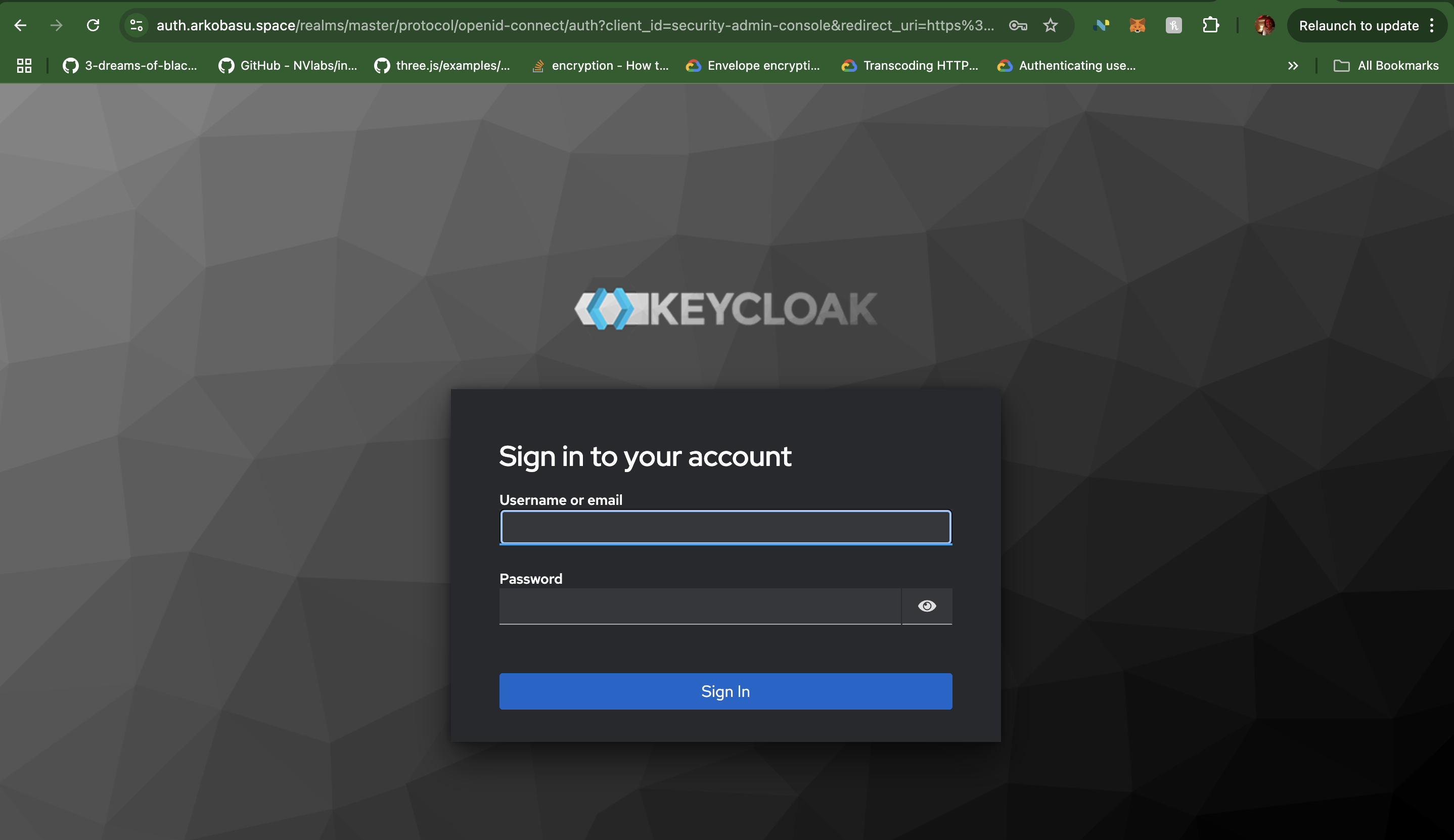 Image of publicly accessible Keycloak Deployment