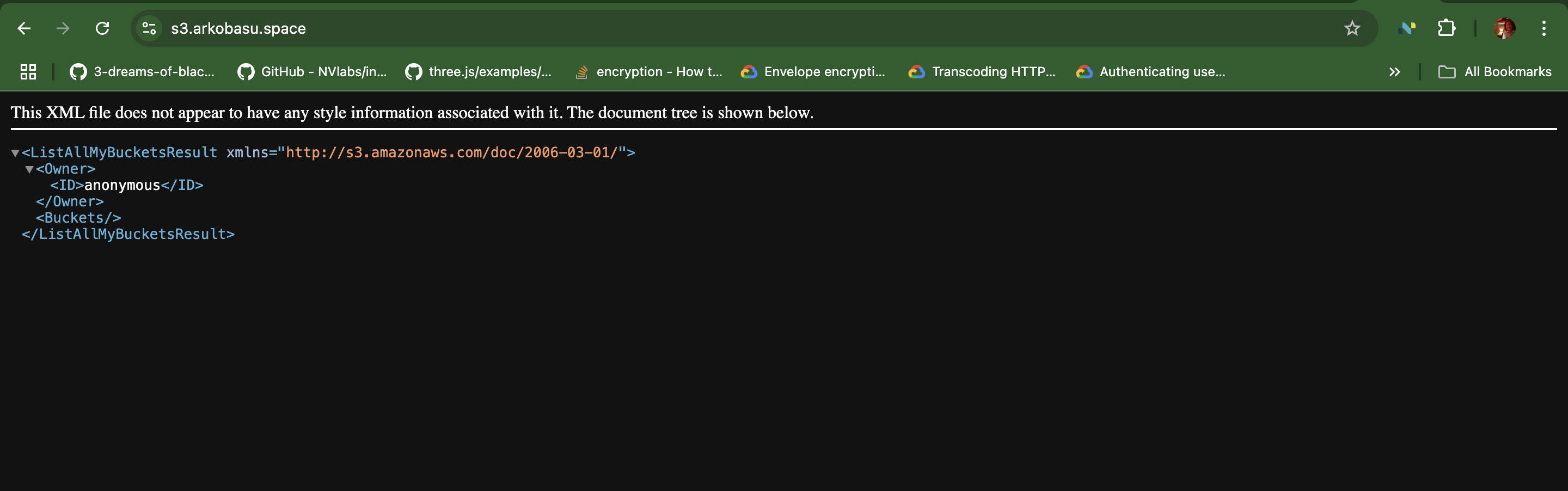 Image of publicly accessible S3 endpoint using Cloudflare Tunnels